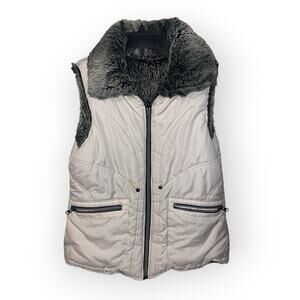 KC Collections reversible quilted fur vest sz M EUC